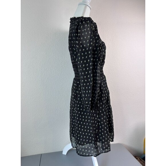 Melissa Nepton women's small black floral Robe Mona peasant smocked mini dress‎ - Picture 7 of 10